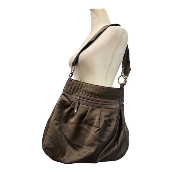 J. Jill Handbags - J. Jill Brown Satin Shoulder Bag